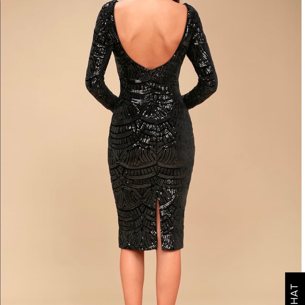 EMERY BLACK SEQUIN BODYCON MIDI DRESS